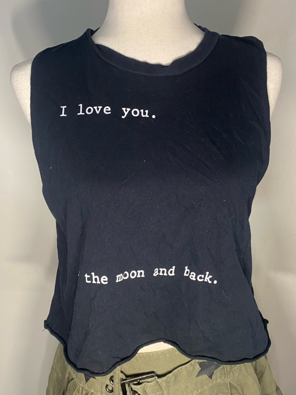 John Galt Brandy Melville Graphic Crop Tank - I Love You To The Moon and Back